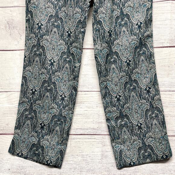 Oscar de la Renta Green Metallic Silver Woven Paisley Pattern pants size 8 NWT - Picture 4 of 14